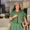 ست کراپ کت و دامن کرپ مازاراتی مشکی مدل اکسیر