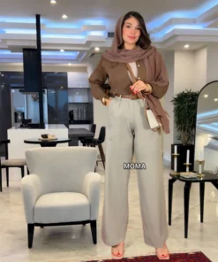 شلوار بگ مازاراتی جیب دار خاکی مدل لابلا