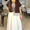 کراپ کت کرپ مازاراتی زیپ دار قهوه ای