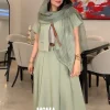دامن پیلی دار مازاراتی سبز ماچا مدل اکسیر
