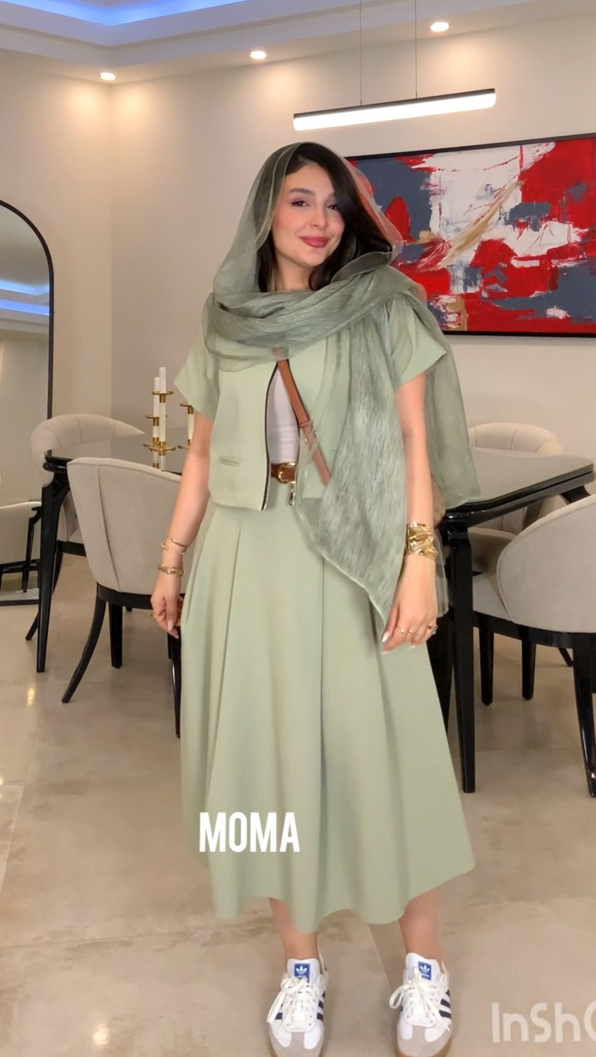 coat va daman sabz macha exir دامن پیلی دار مازاراتی سبز ماچا مدل اکسیر