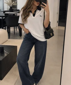 پولوشرت زنانه یقه دار سفید